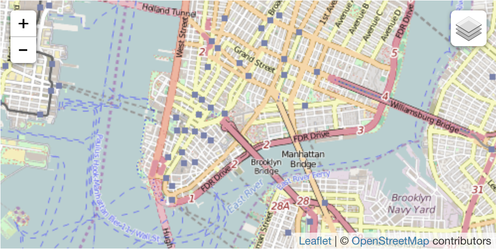 LeafletJS map with zoom and layer controls