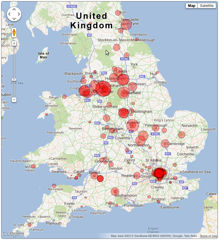 Transparent map markers on a Google Map