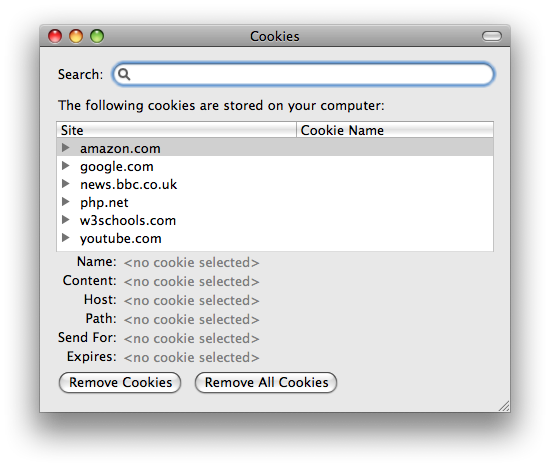 Firefox's cookies dialog