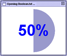 Progress window circle at 50% complete