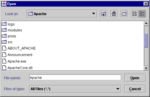 A typical file selection dialog