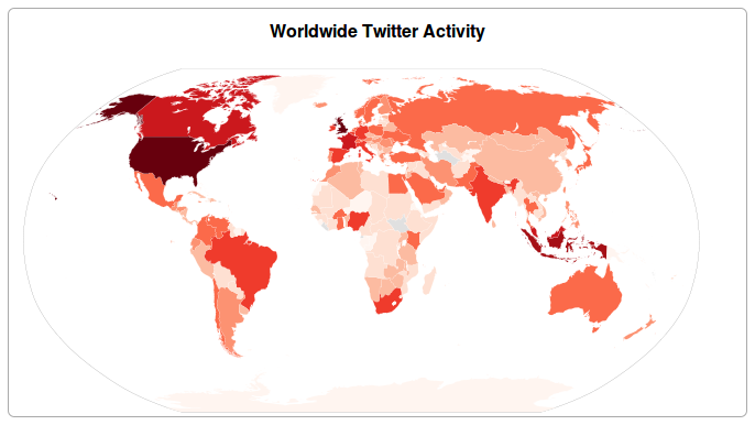 The worldwide twitter activity choropleth map
