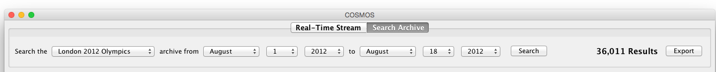 The COSMOS One Archive Search tab