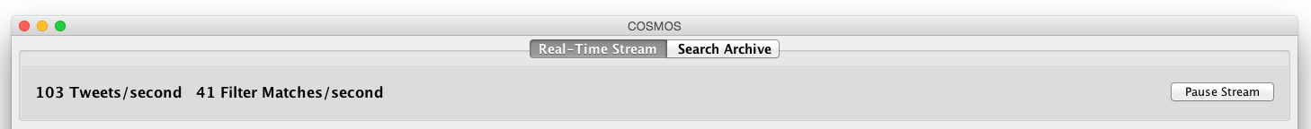 The COSMOS One Real Time tab