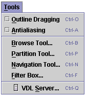 The Tools menu