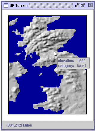 XML data window for the UK Terrain model