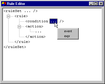 Inserting a condition type with the popup menu