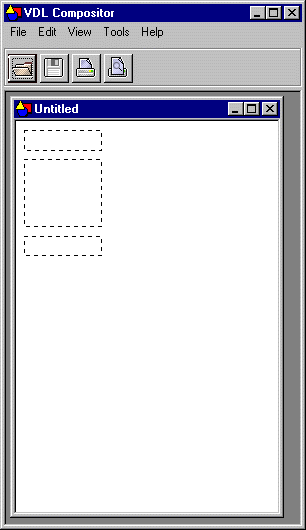 The dashed outlines of a column layout template