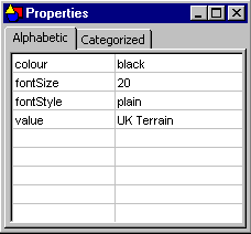 The Properties window enables users to edit the value of the new string visual presentation