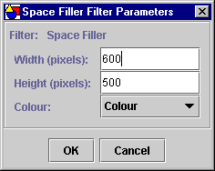 The Space Filler filter parameter dialog