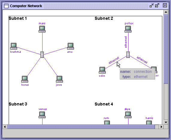 XML data window for the ethernet link unit in the Computer Network model