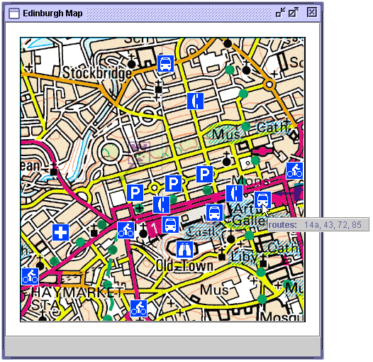 Edinburgh Map model XML data window for a bus stop