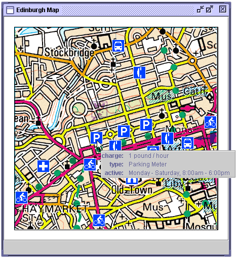 Edinburgh Map model XML data window for a car park